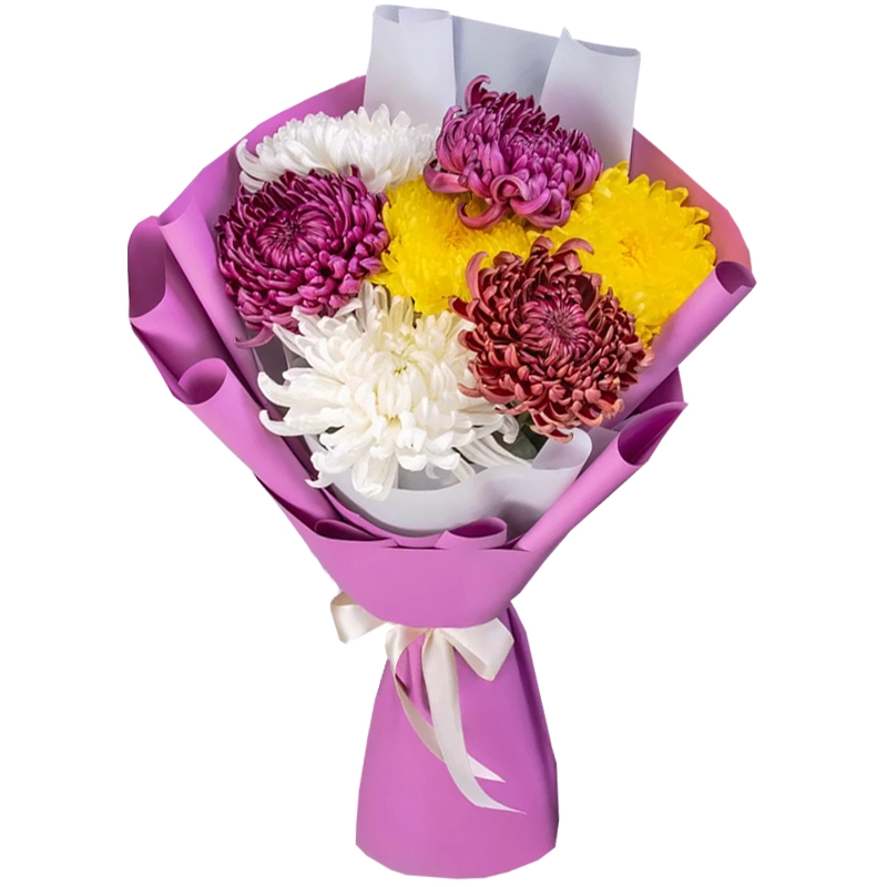 Букет из 7 одноголовых хризантем микс